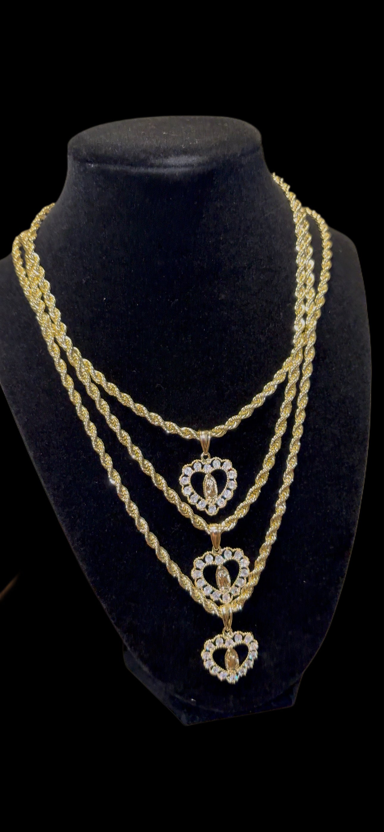 Diamond heart rope chain