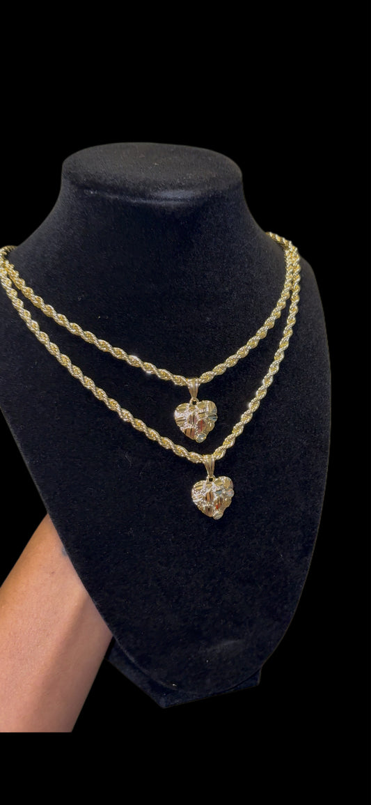 Heart nugget rope chain
