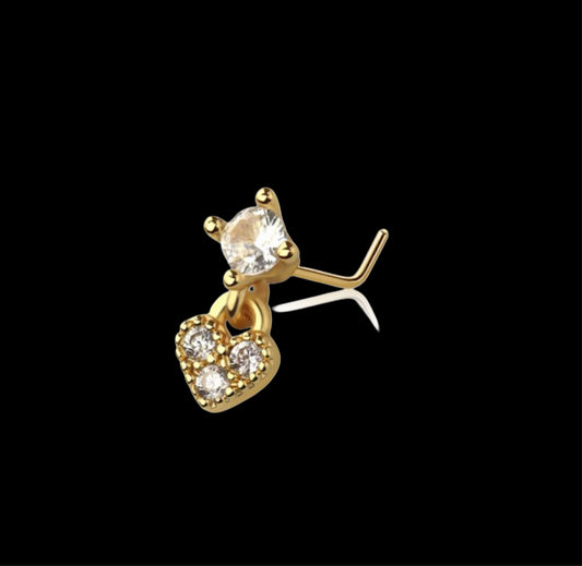 Heart dangle nose ring
