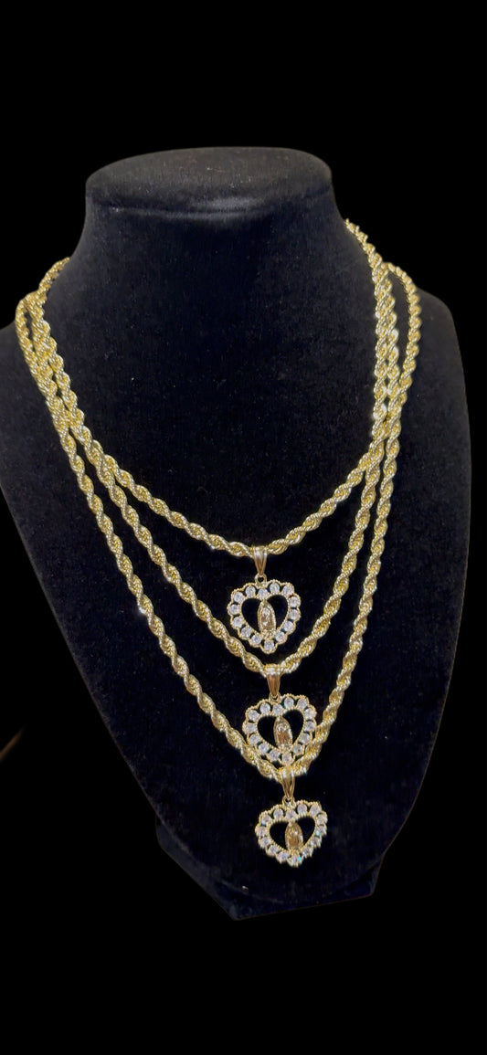 Diamond heart rope chain