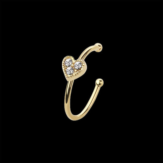 Heart hoop cz nose ring